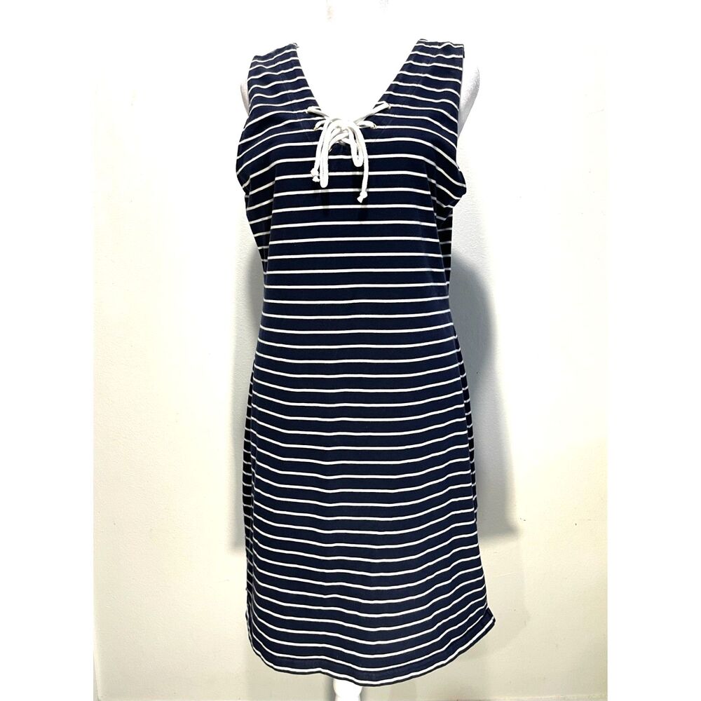 Lauren Ralph Lauren dress stripes coastal nautical navy blue casual women's LP
